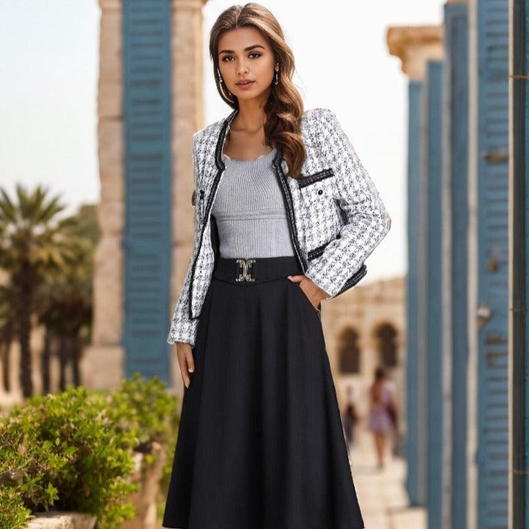 Saia Grace™ com Design Evasê e Detalhes Elegantes / Conforto e Sofisticação para a Mulher Moderna!