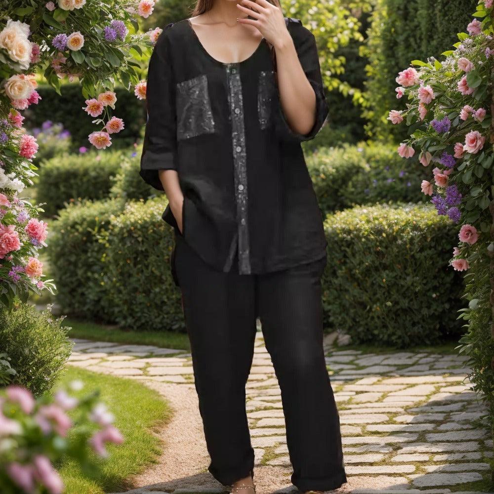 Conjunto Benitta™ Duas Peças em Linho de Algodão / Sinta o Prazer de se Vestir com Conforto, Estilo e Qualidade!