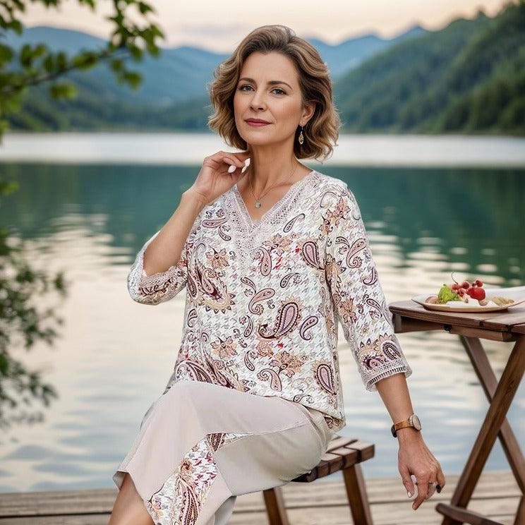 Conjunto Royal Floral™ em Viscose Leve com Cintura Alta / Conforto e Sofisticação para Realçar Sua Beleza Diária!