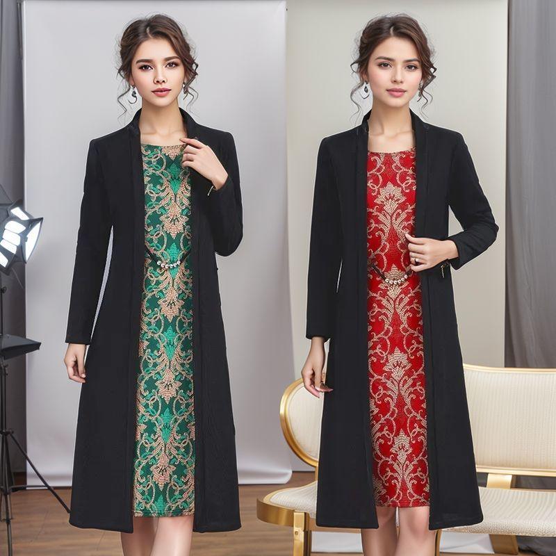 Vestido Meduza™ com Cardigã Embutido / Elegância Refinada em Uma Peça que Realça Sua Beleza!