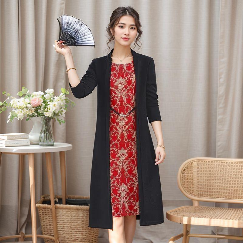 Vestido Meduza™ com Cardigã Embutido / Elegância Refinada em Uma Peça que Realça Sua Beleza!