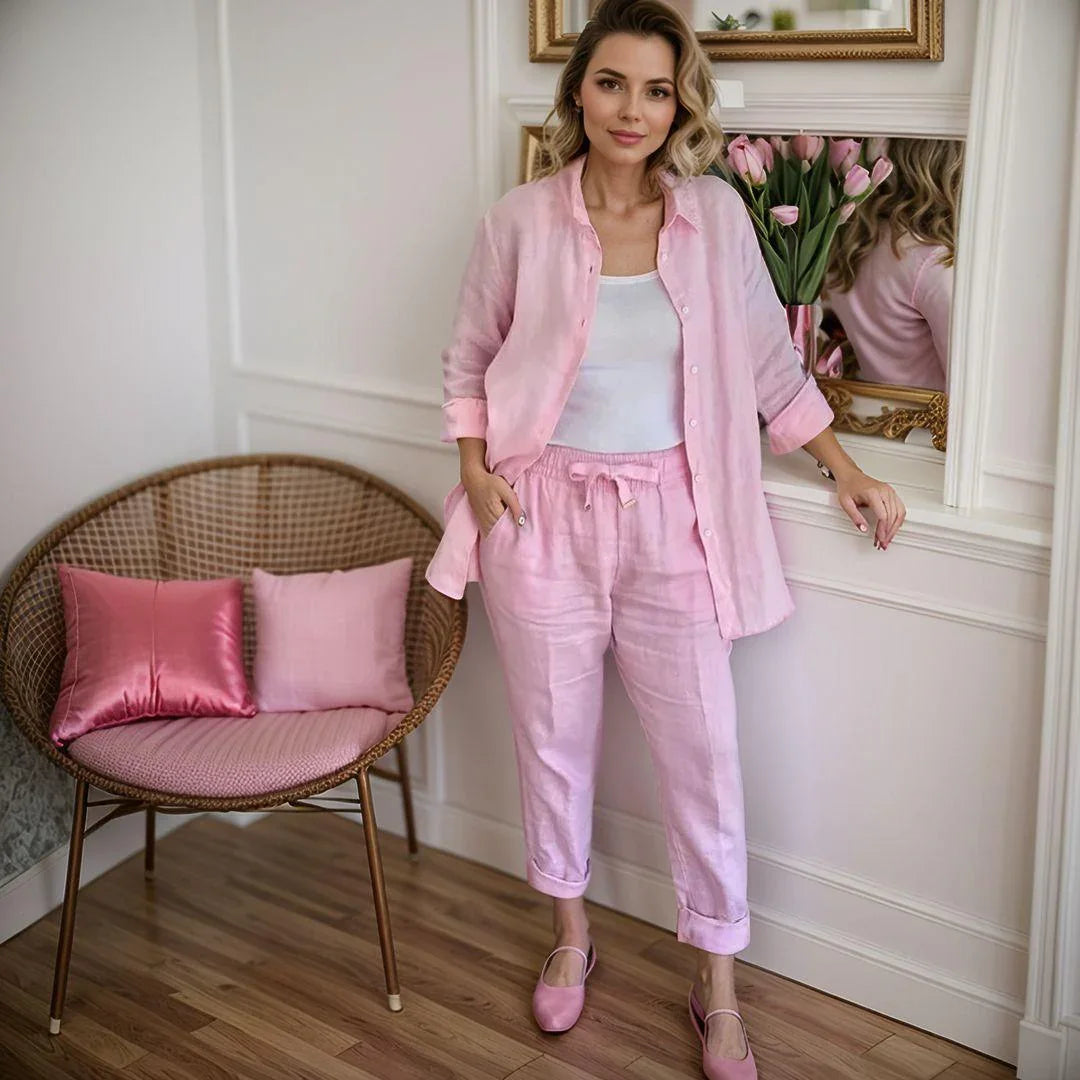 Conjunto Madeleine™ em Linho de Algodão Premium / Um Toque de Charme, Conforto e Sofisticação Para Você!