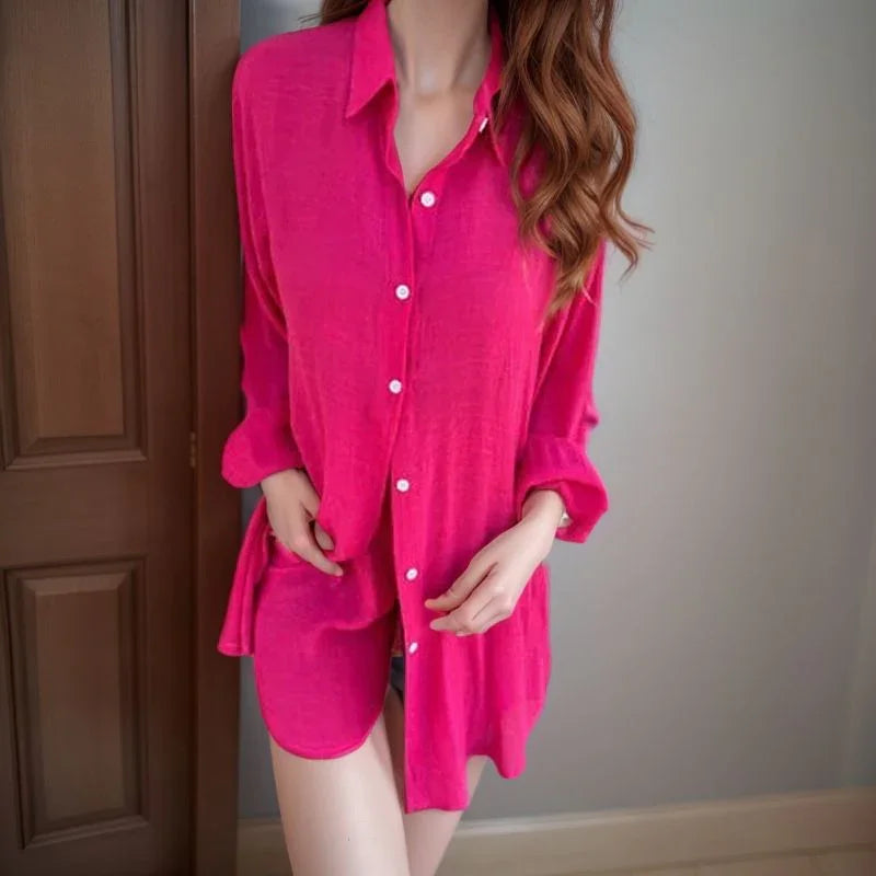 Conjunto Paloma™ em Malha de Algodão com Camisa Oversized e Shorts Soltinho / Leveza e Sofisticação para Todas as Ocasiões!