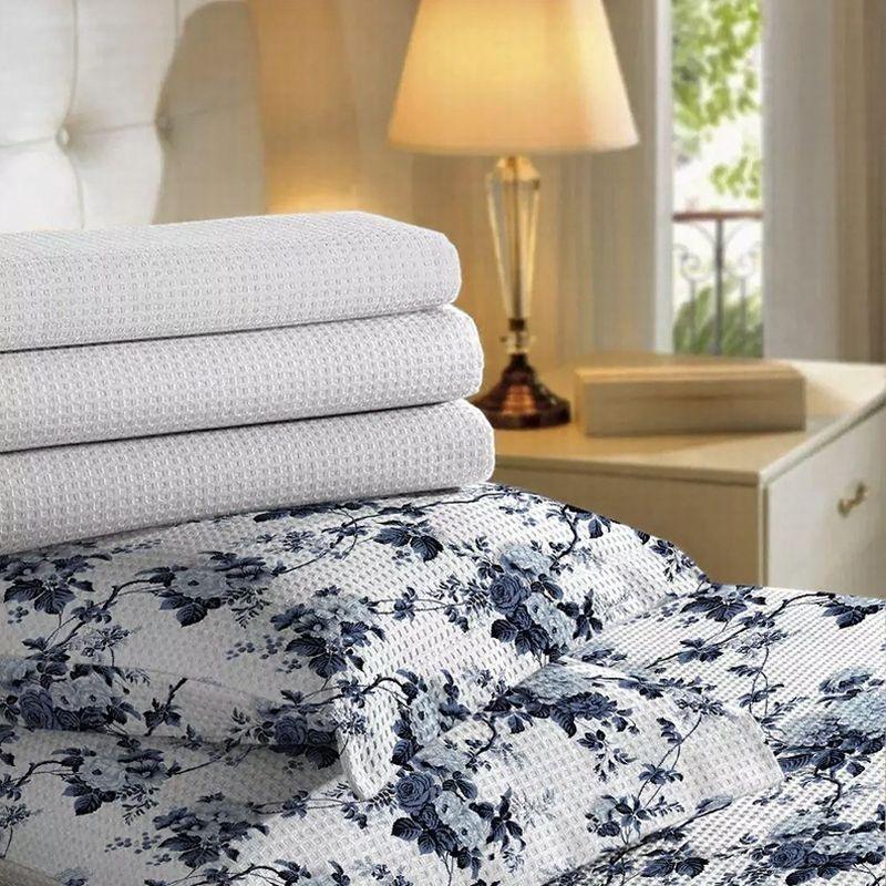 Jogo de Cama Floratta™ 3 Peças em Piquet Texturizado para Noites Aconchegantes / Toque Macio e Estampa Sofisticada para um Quarto Elegante!