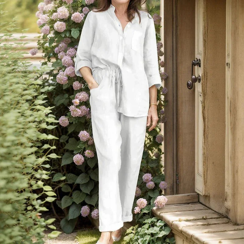 Conjunto Lévina™ em Linho de Algodão com Modelagem Soltinha / Leveza e Elegância para Quem Sabe se Destacar!