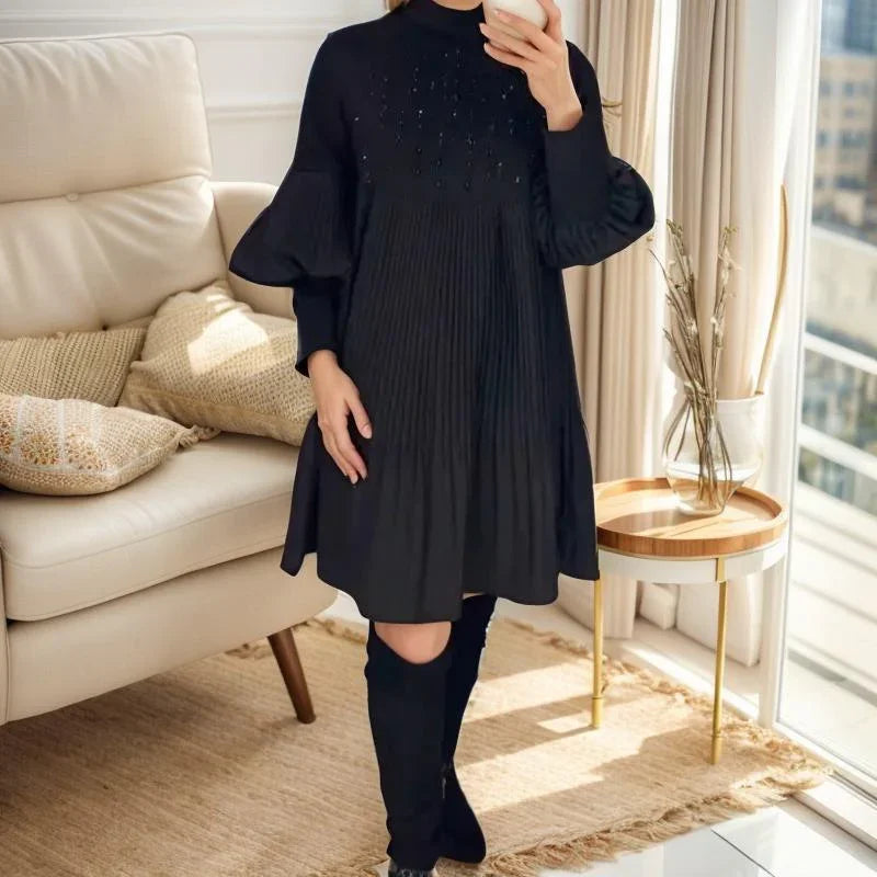 Vestido Mon Amour™ com Mangas Bufantes e Brilho Discreto / Um Encanto Clássico com Toques de Luxo!