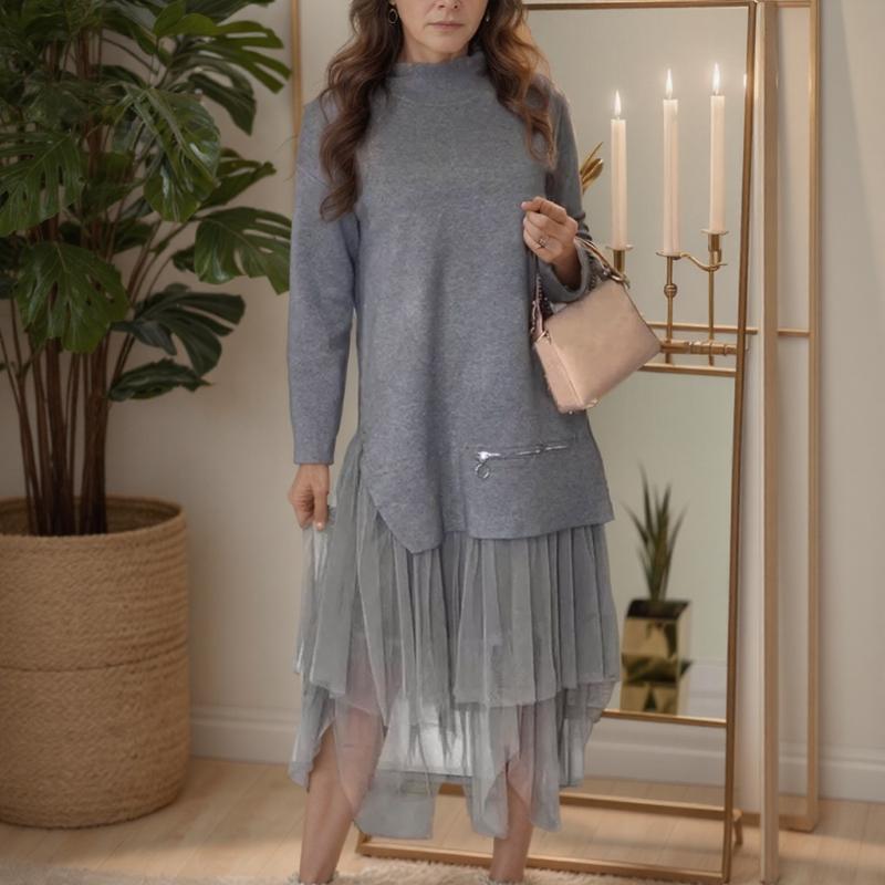Vestido Londres™ com Saia de Tule e Detalhe de Zíper / Delicadeza e Modernidade em uma Peça Exclusiva!