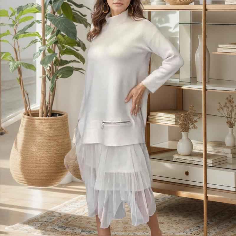Vestido Londres™ com Saia de Tule e Detalhe de Zíper / Delicadeza e Modernidade em uma Peça Exclusiva!