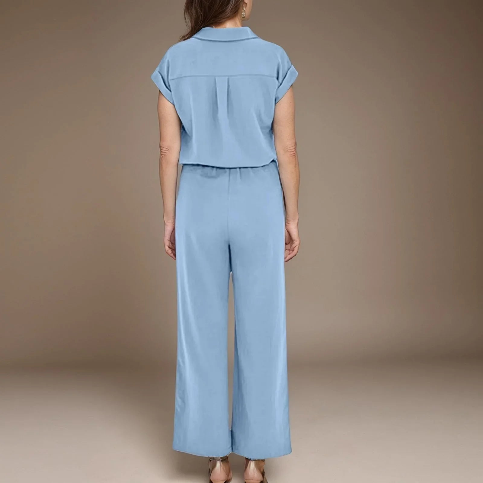 Conjunto Lorenza™ em Linho de Algodão com Cintura Elástica e Camisa Leve / Conforto Sofisticado para o Seu Dia a Dia!