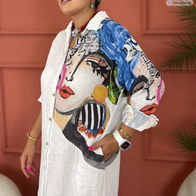Vestido Vila Madalena™ em Algodão Leve com Estampa Artística / Inspirado no Coração Criativo de São Paulo!