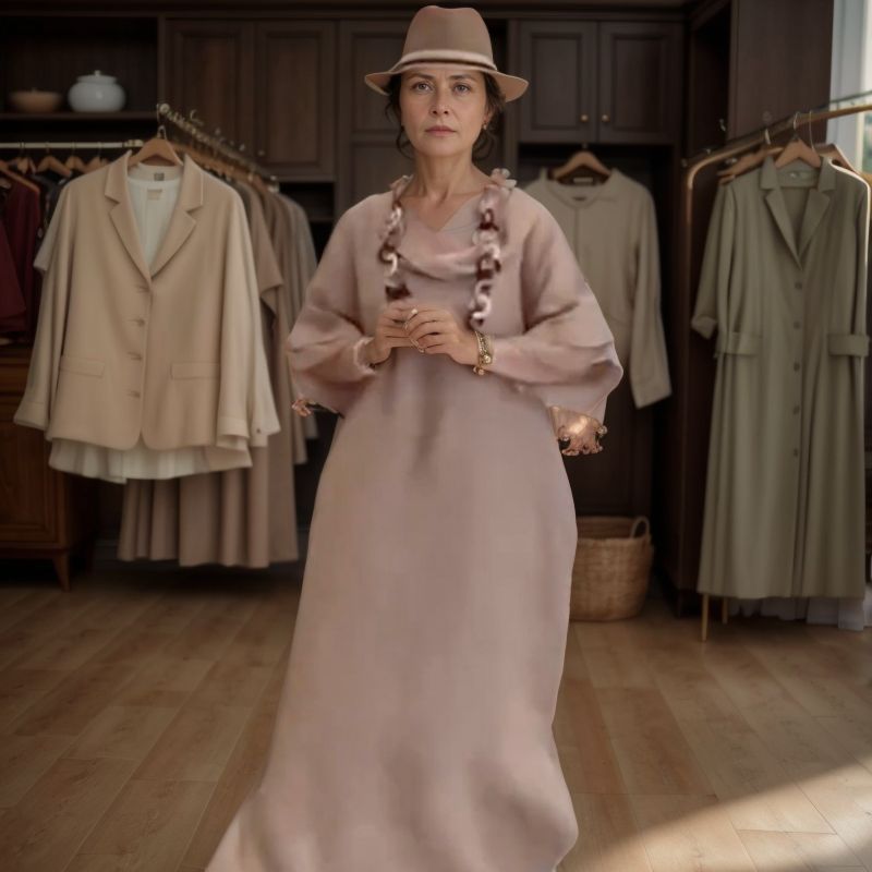 Vestido Longo Marbella™ em Linho de Algodão com Gola Ampla / A Essência do Conforto Chic em uma Peça Atemporal!