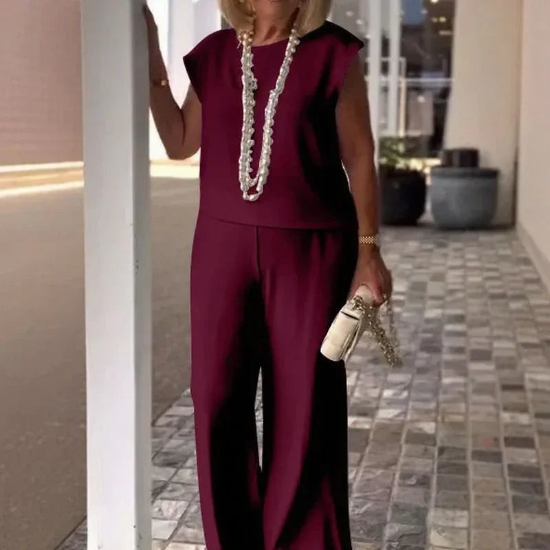 Conjunto Vittoria™ com Blusa Minimalista e Calça Pantalona / Refinamento e Conforto para a Mulher que Inspira Respeito e Estilo!