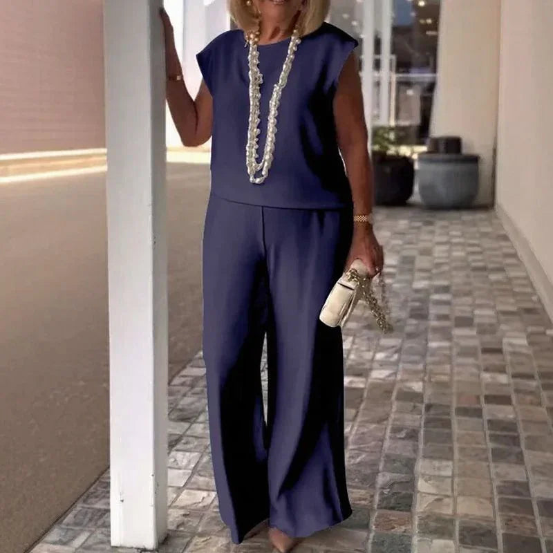 Conjunto Vittoria™ com Blusa Minimalista e Calça Pantalona / Refinamento e Conforto para a Mulher que Inspira Respeito e Estilo!