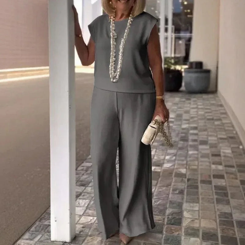 Conjunto Vittoria™ com Blusa Minimalista e Calça Pantalona / Refinamento e Conforto para a Mulher que Inspira Respeito e Estilo!
