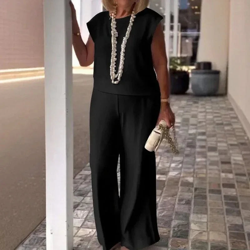 Conjunto Vittoria™ com Blusa Minimalista e Calça Pantalona / Refinamento e Conforto para a Mulher que Inspira Respeito e Estilo!