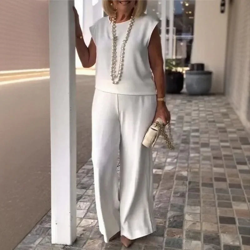 Conjunto Vittoria™ com Blusa Minimalista e Calça Pantalona / Refinamento e Conforto para a Mulher que Inspira Respeito e Estilo!