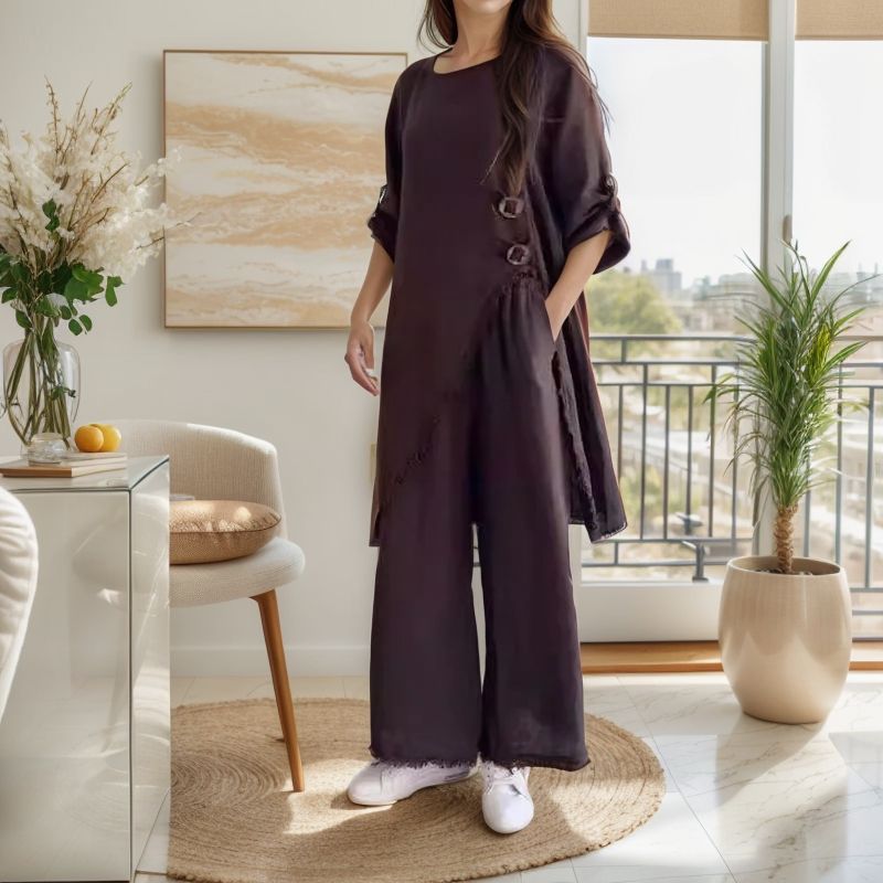 Conjunto Adhara™ Com Recortes Artesanais e Modelagem Ampla / Estilo Autêntico com Conforto e Liberdade em Cada Detalhe!