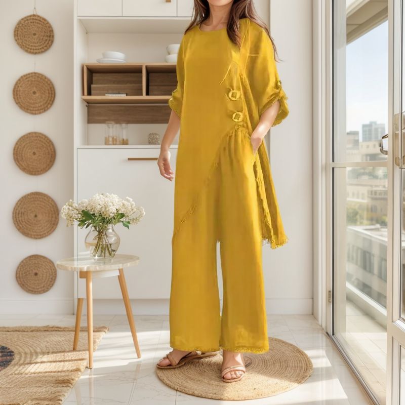 Conjunto Adhara™ Com Recortes Artesanais e Modelagem Ampla / Estilo Autêntico com Conforto e Liberdade em Cada Detalhe!