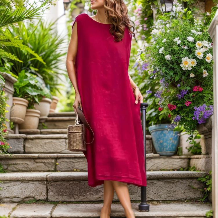 Vestido Donzela™ em Linho de Algodão com Caimento Amplo / Para a Mulher que Transforma Simplicidade em Charme!