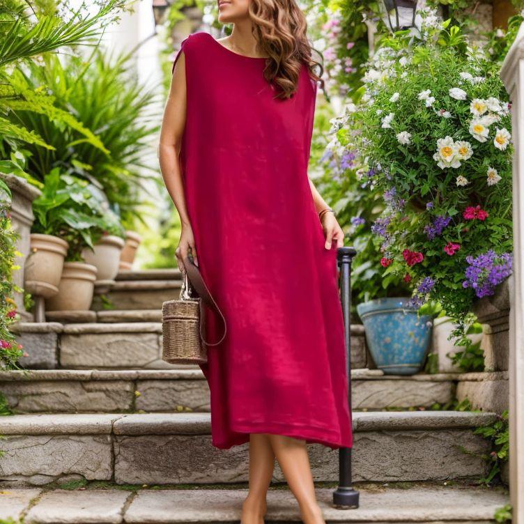 Vestido Donzela™ em Linho de Algodão com Caimento Amplo / Para a Mulher que Transforma Simplicidade em Charme!