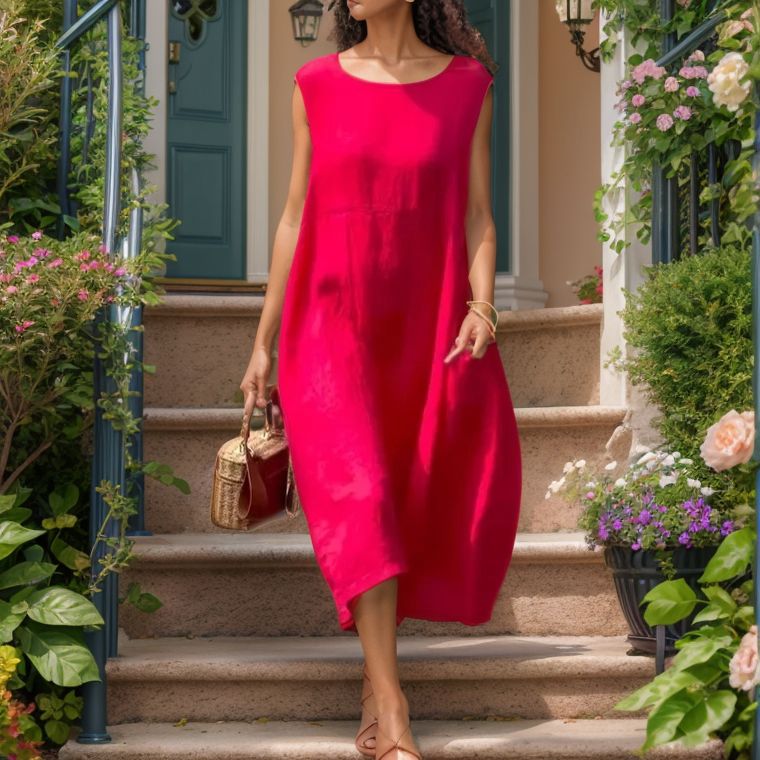 Vestido Donzela™ em Linho de Algodão com Caimento Amplo / Para a Mulher que Transforma Simplicidade em Charme!