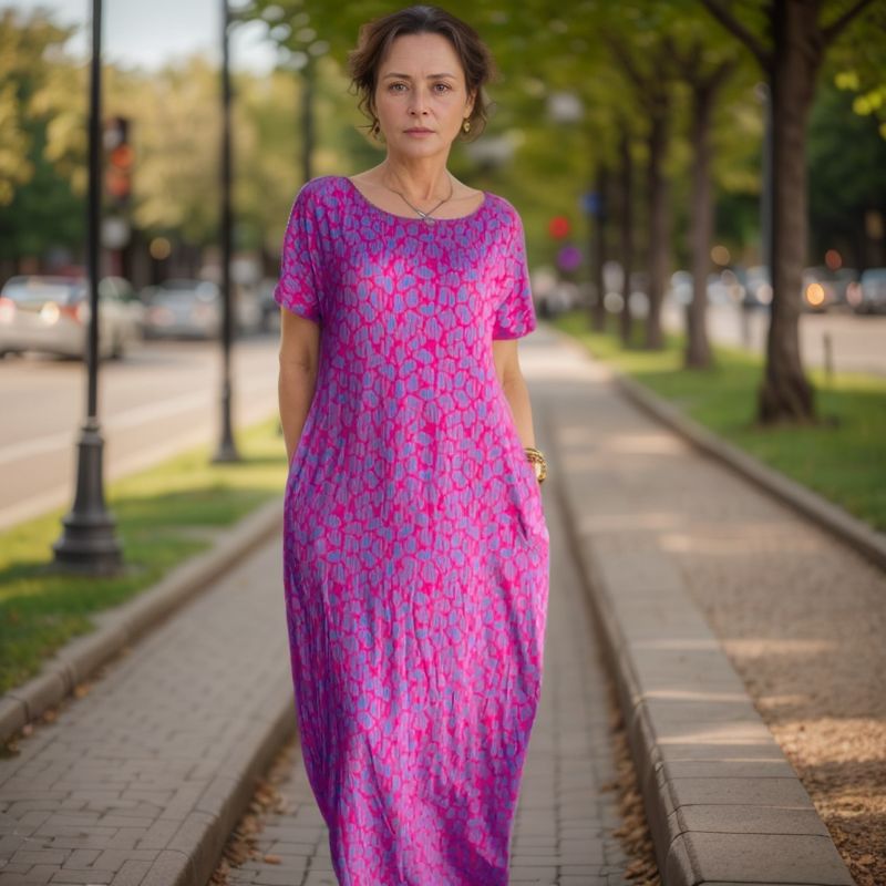 Vestido Aurora Riviera™ com Estampa Animal Print e Strass na Gola / Para Mulheres que Irradiam Estilo e Glamour!