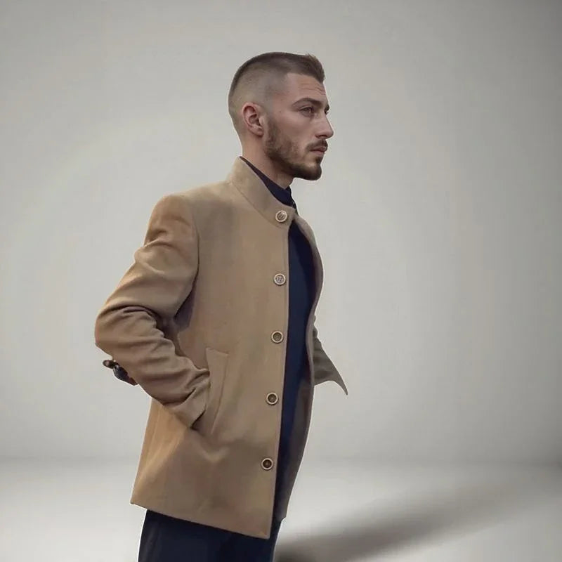 Casaco Vittorio Saville™ com Gola Alta e Estrutura de Alfaiataria / Imponência e Estilo Refinado em Todos os Detalhes!