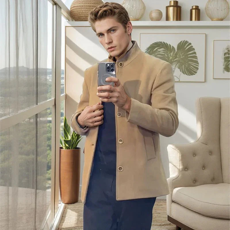 Casaco Vittorio Saville™ com Gola Alta e Estrutura de Alfaiataria / Imponência e Estilo Refinado em Todos os Detalhes!