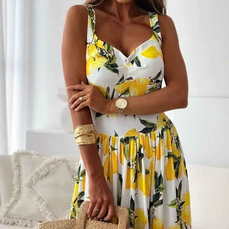Vestido La Limone™ om Alças Confortáveis e Estilo Italiano / Frescor Mediterrâneo com Sensualidade e Leveza!