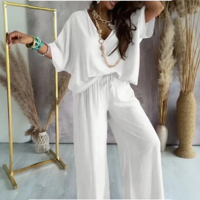 Conjunto Aveline™ em Viscose Acetinada com Toque Sedoso / Elegância Leve para a Mulher que Vive com Charme Natural!