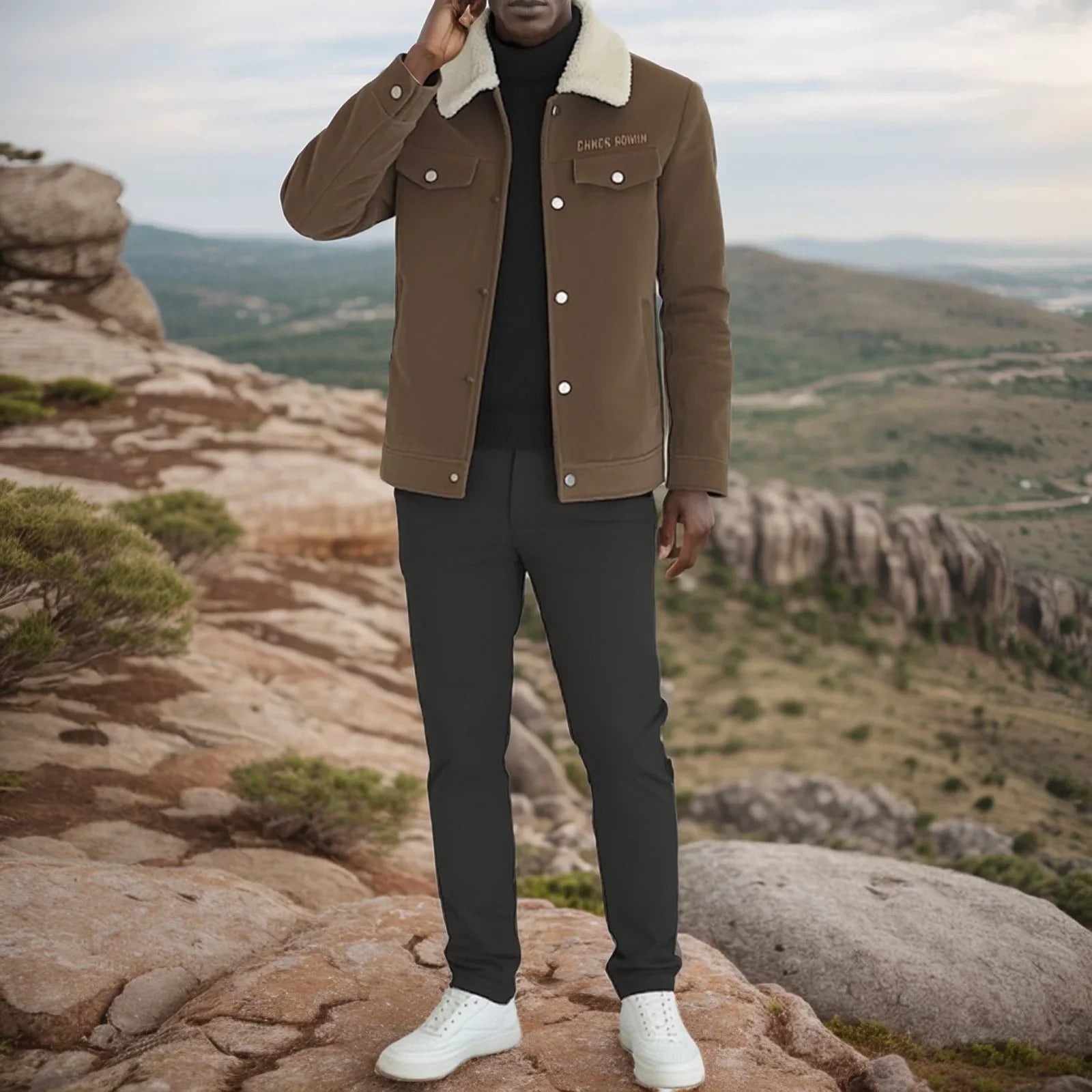 Jaqueta Timberline™ em Veludo Cotelê com Gola Shearling / Para Homens que Encaram o Frio com Estilo e Personalidade!