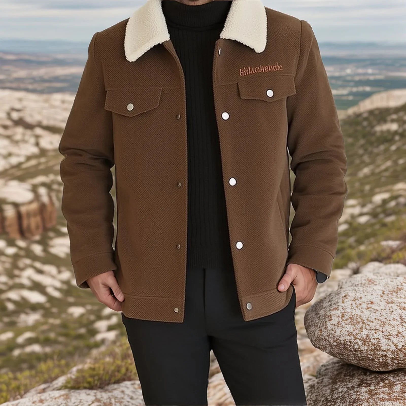 Jaqueta Timberline™ em Veludo Cotelê com Gola Shearling / Para Homens que Encaram o Frio com Estilo e Personalidade!