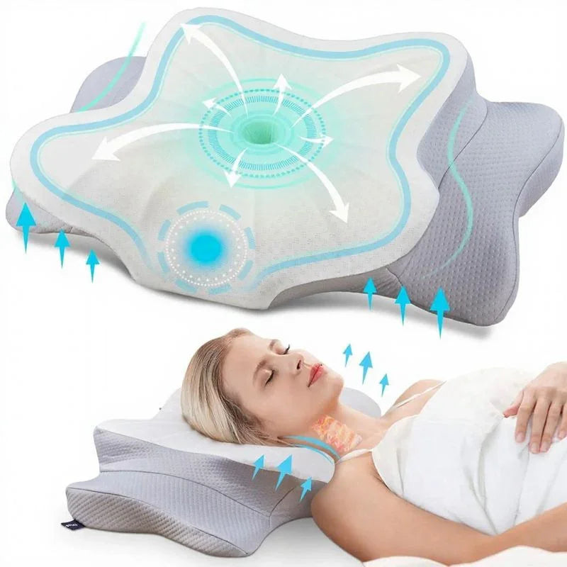 Travesseiro BioForm™ com Curvatura Cervical Inteligente / Almofada Ortopédica 2 em 1 em Espuma Viscoelástica para Dormir Sem Dores e Acordar Renovada
