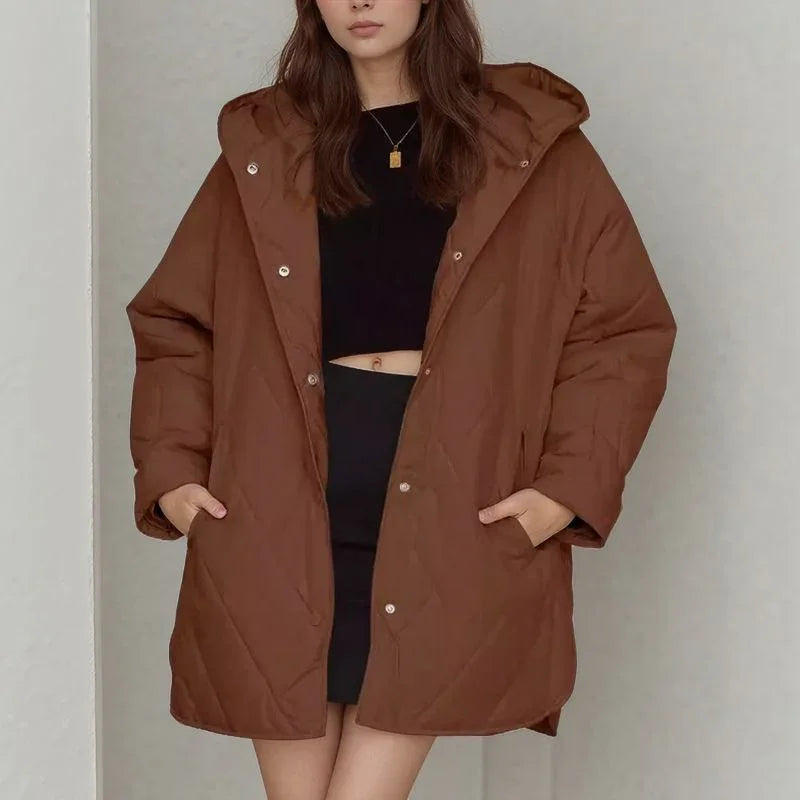 Casaco Mirella™ Estilo Parka com Matelassê Aconchegante / Aconchego Feminino com Estilo Contemporâneo para Enfrentar o Inverno com Classe!