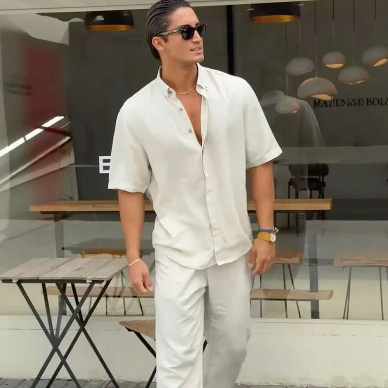 Conjunto Capri Uomo™ em Tecido Inteligente com Design Minimalista / O Luxo Europeu Mediterrâneo para o Verão 2025-2026