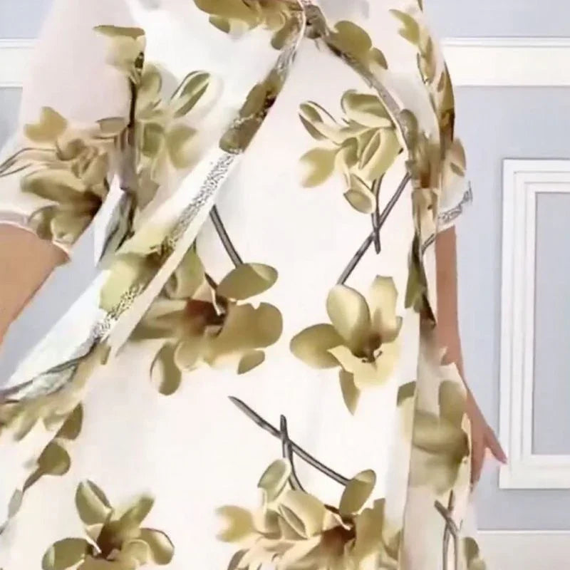 Vestido Magnolia Belle™ com Dupla Camada e Estampa Floral Aérea / Elegância Eterna em um Toque de Leveza e Movimento!