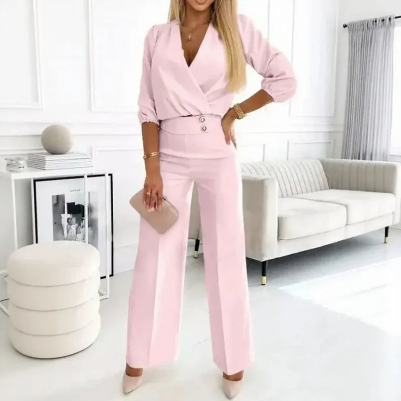 Conjunto Elégance Paris™ em Alfaiataria Minimalista com Calça Pantalona / Refinamento Atemporal para Mulheres de Presença!