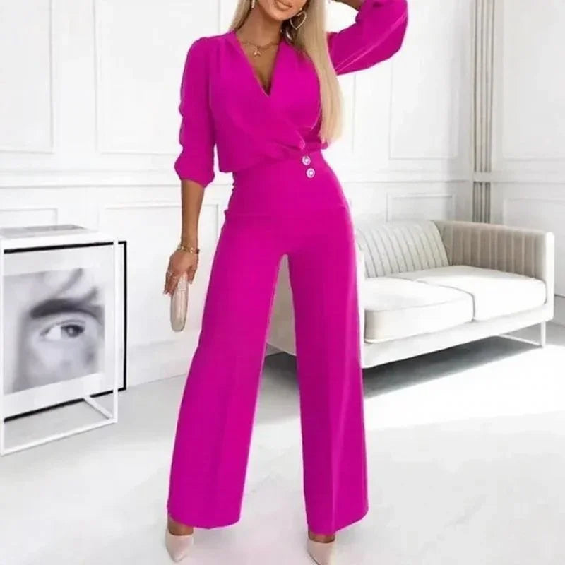 Conjunto Elégance Paris™ em Alfaiataria Minimalista com Calça Pantalona / Refinamento Atemporal para Mulheres de Presença!