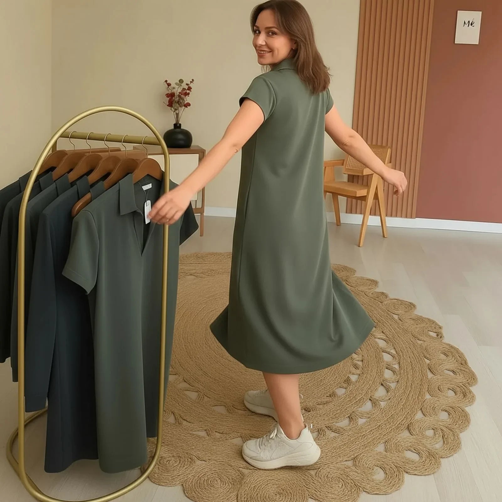 Vestido Polo Solene™ com Design Minimalista Elegante / Uma Peça Essencial para a Mulher Contemporânea!