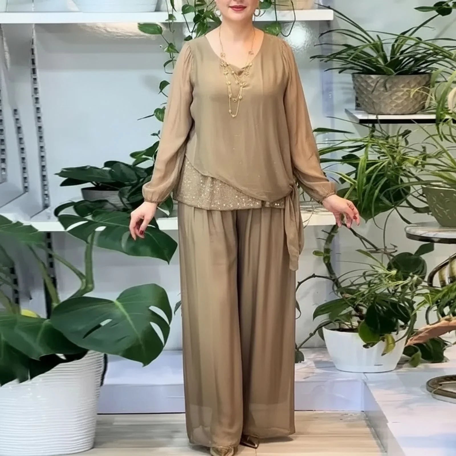 Conjunto Celeste™ Acetinado Premium com Sobreposição Fluida / Elegância Atemporal em Cada Movimento!