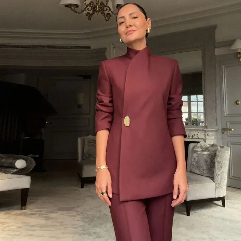 Conjunto Catherine™ com Blazer de Alfaiataria e Calça de Corte Reto que Não Marca / Um Look de Presença para Mulheres que Lideram!