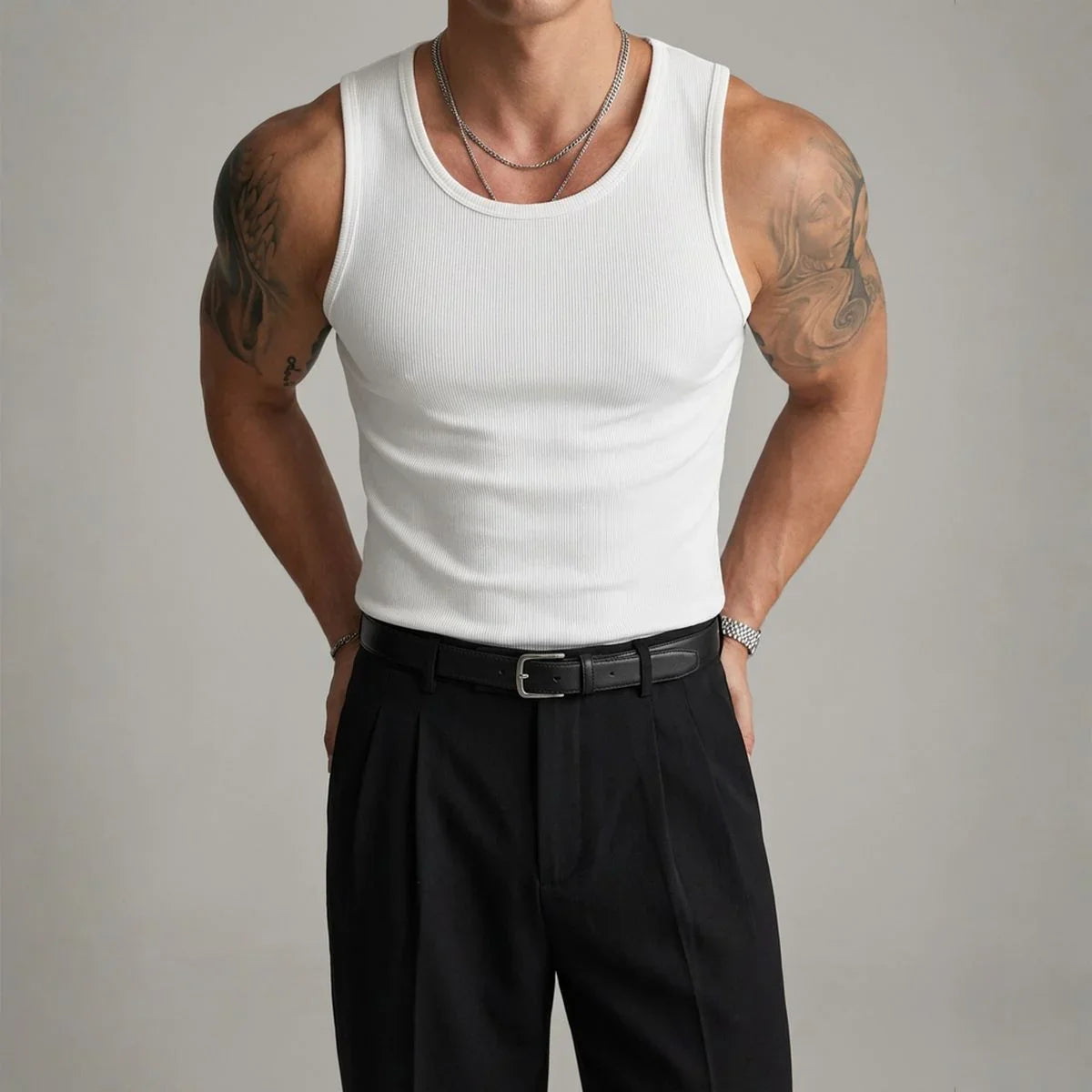 Regata Masculina Leon™ em Malha Premium com Modelagem Anatômica