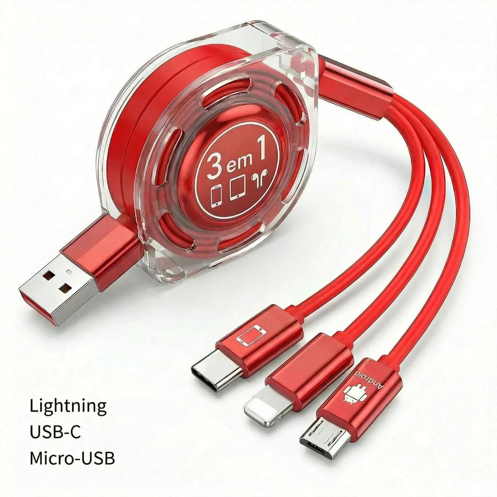 Cabo USB Retrátil 3 em 1 com Carregamento Rápido – Modern Lar™