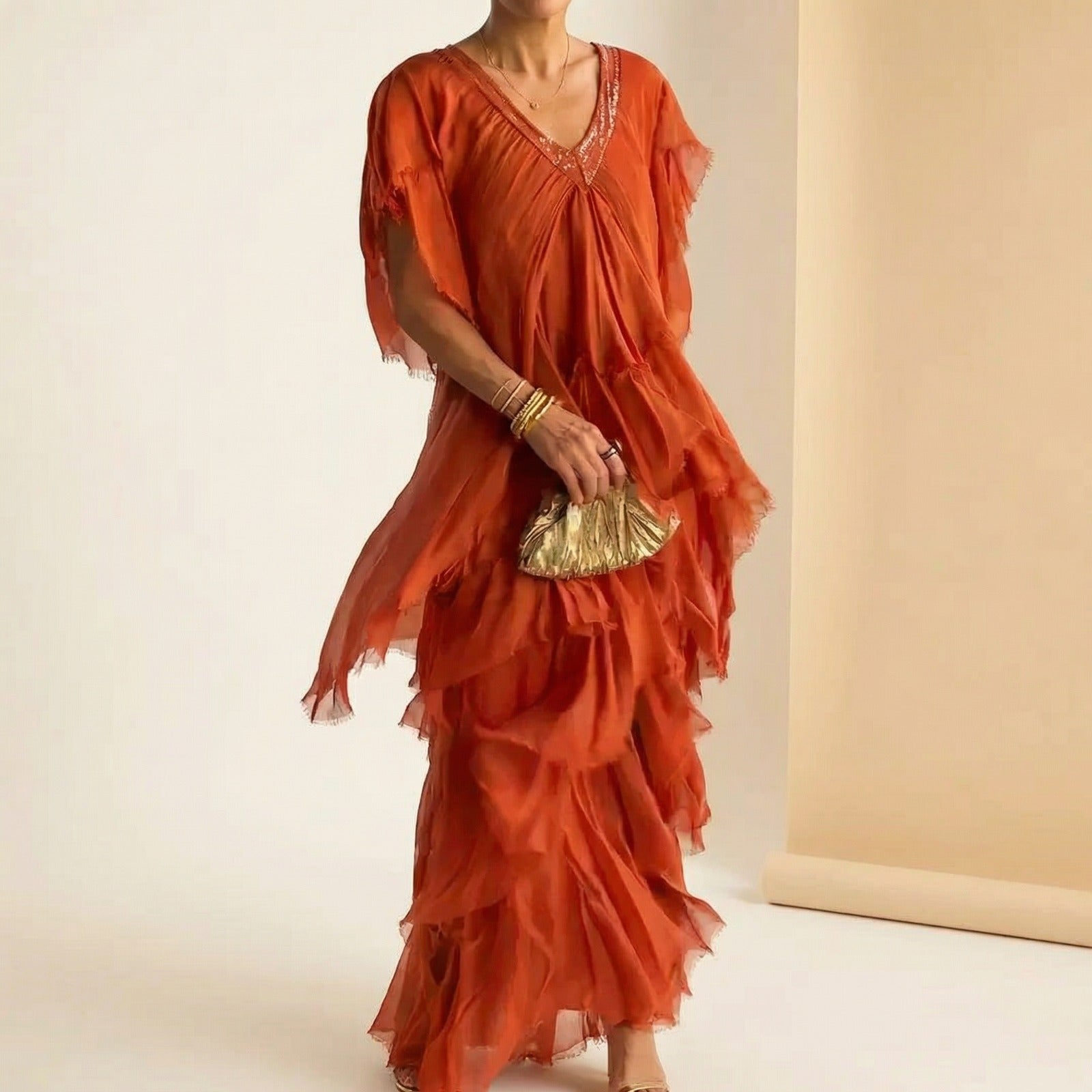 Vestido Fluído Chic Bella™ Em Camadas / A Combinação Perfeita de Conforto e Estilo para Todas as Estações!