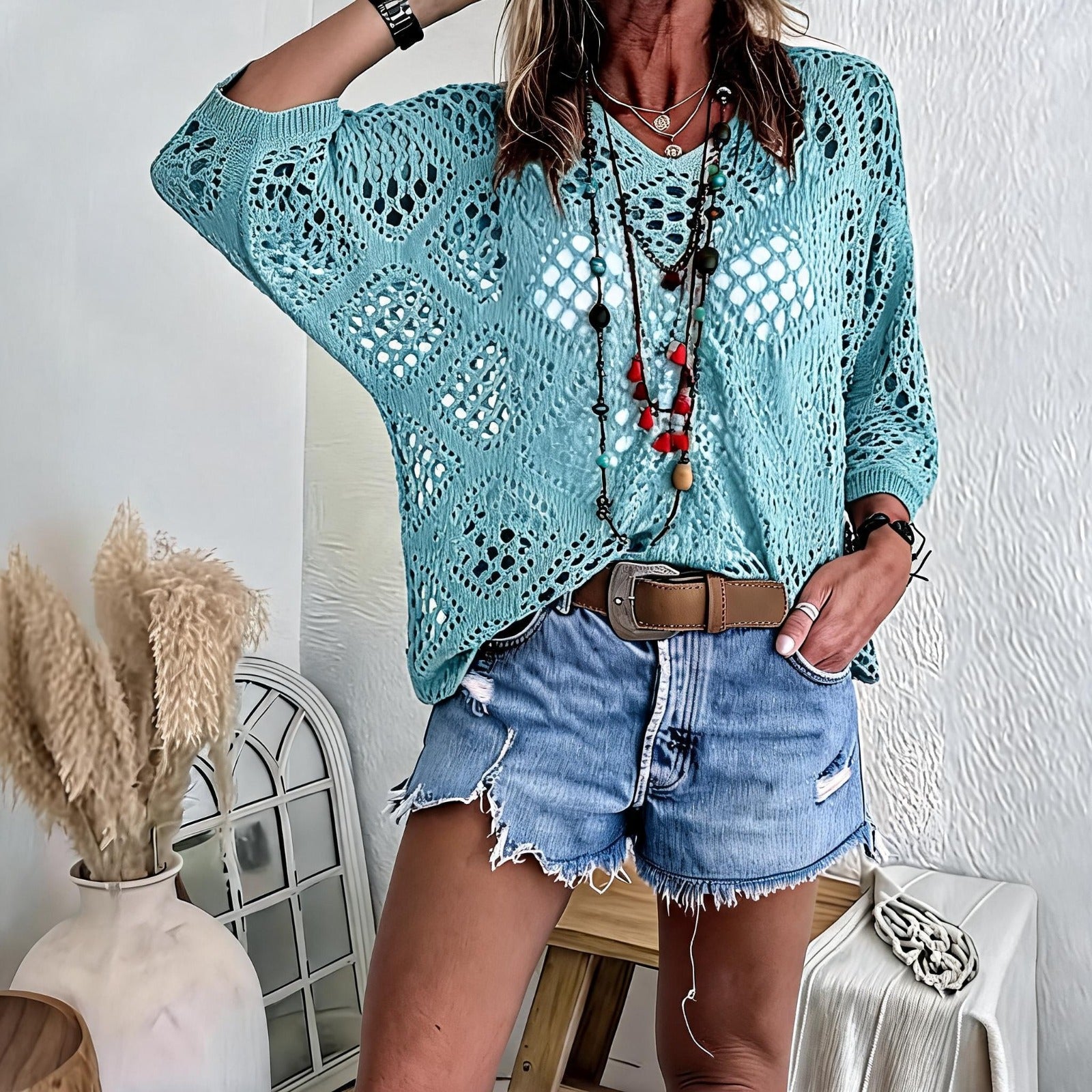 Suéter CityBreeze™ Com Trama Vazada e Modelagem Solta