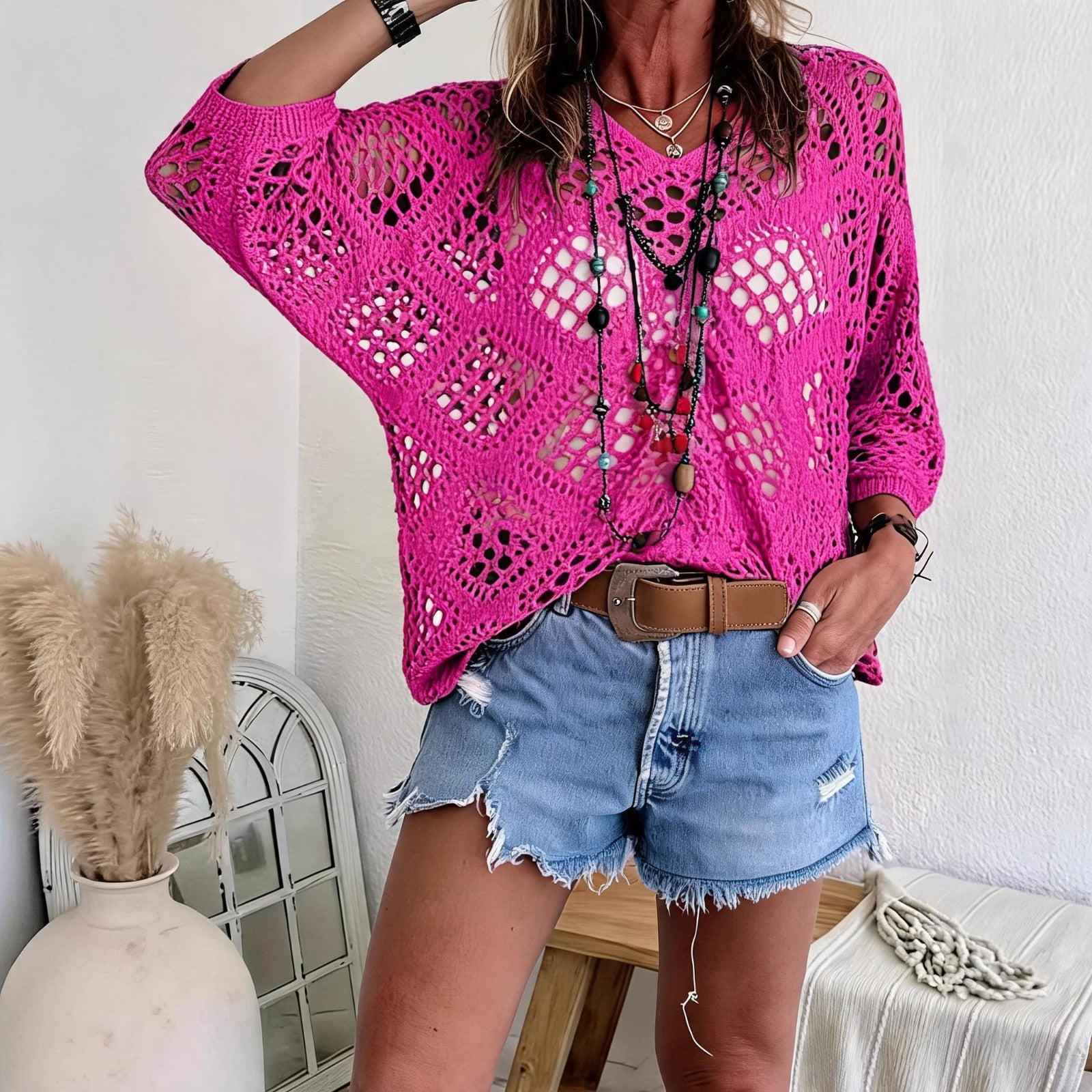 Suéter CityBreeze™ Com Trama Vazada e Modelagem Solta