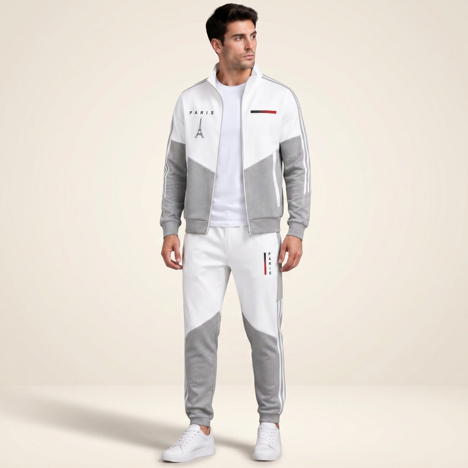 Conjunto Cassian Paris™ com Jaqueta de Gola Alta e Calça Jogger