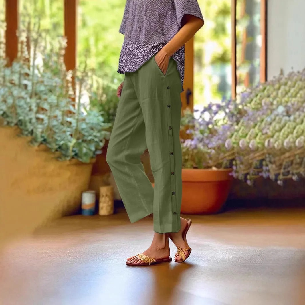 Calça Eloáh™ Pantacourt com Acabamentos Laterais Elegantes