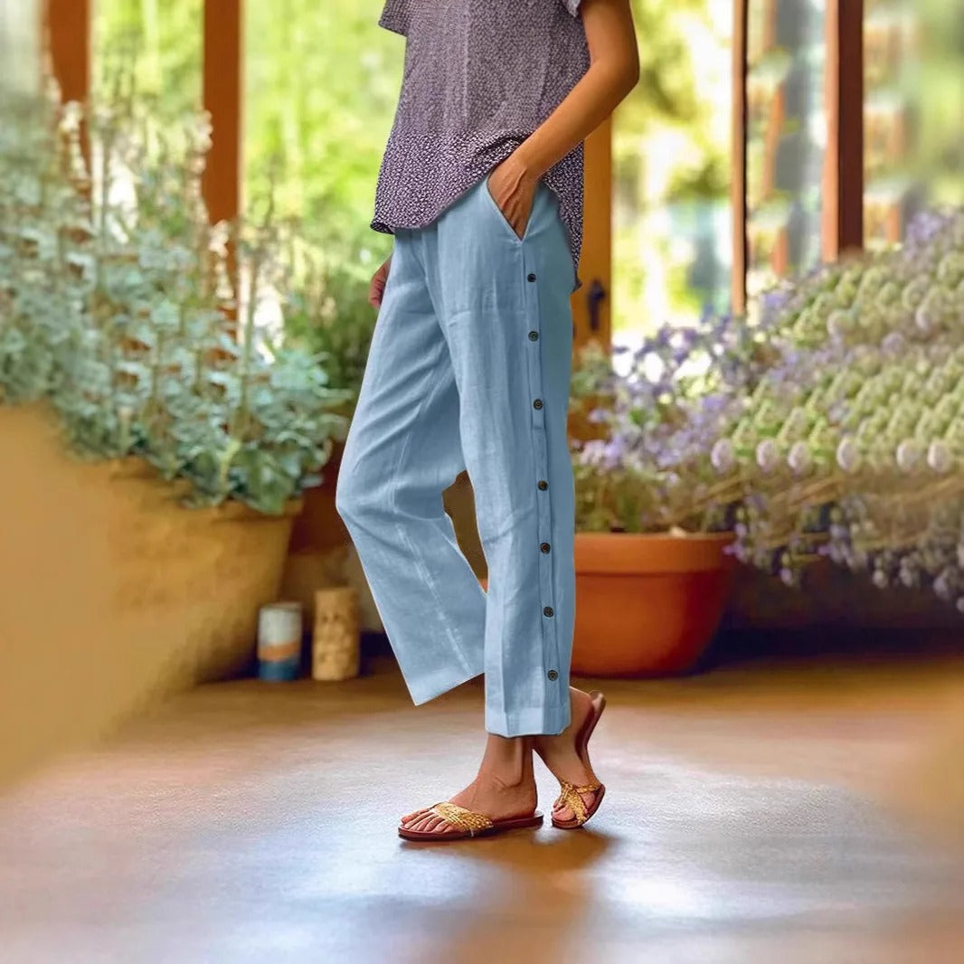 Calça Eloáh™ Pantacourt com Acabamentos Laterais Elegantes