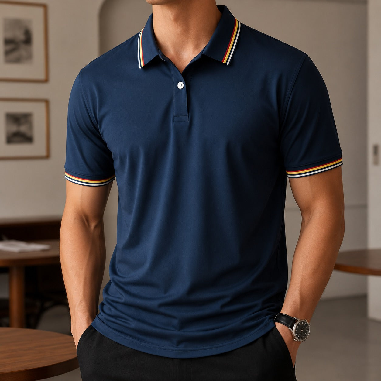 Camisa Polo Darian™ com Gola Contrastante, Manga Curta e Modelagem Clássica